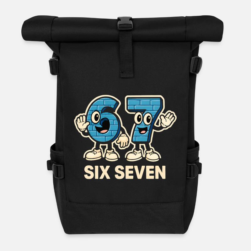 Sechs Sieben Meme Lustig 6 7 Geschenkidee - Rolltop Rucksack - Schwarz