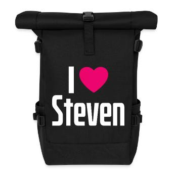 I Love Steven Pinkes Herz Ich liebe Steven - Rolltop Rucksack - Schwarz - Vorne