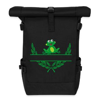 Frog Laurel Wreath with Namespace - Roll Top Backpack - black - Front