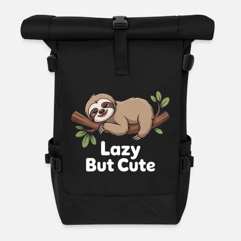 Lazy But Cute – Kawaii Faultier - Rolltop Rucksack - Schwarz