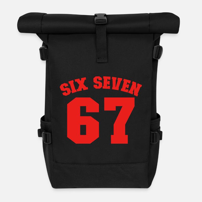 Six Seven Jersey Fun 67 Nummer 6-7 6 7 Six Seven - Rolltop Rucksack - Schwarz