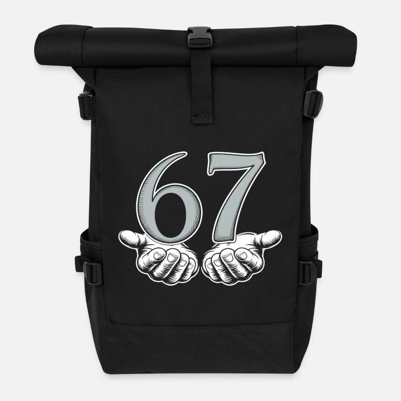 Lustiges 67 Meme Hände Gen Alpha Humor - Rolltop Rucksack - Schwarz