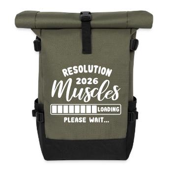 Resolution 2026 | Muscles Loading | Gym Outfit - Roll Top Backpack - olive/black - Front