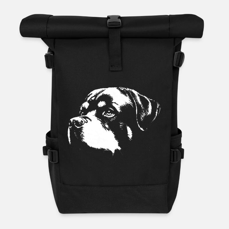Hund Rott Silhouette Schwarz-Weiß - Rolltop Rucksack - Schwarz