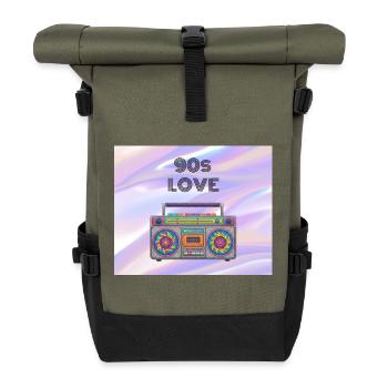 90s Love Boombox - Roll Top Backpack - olive/black - Front