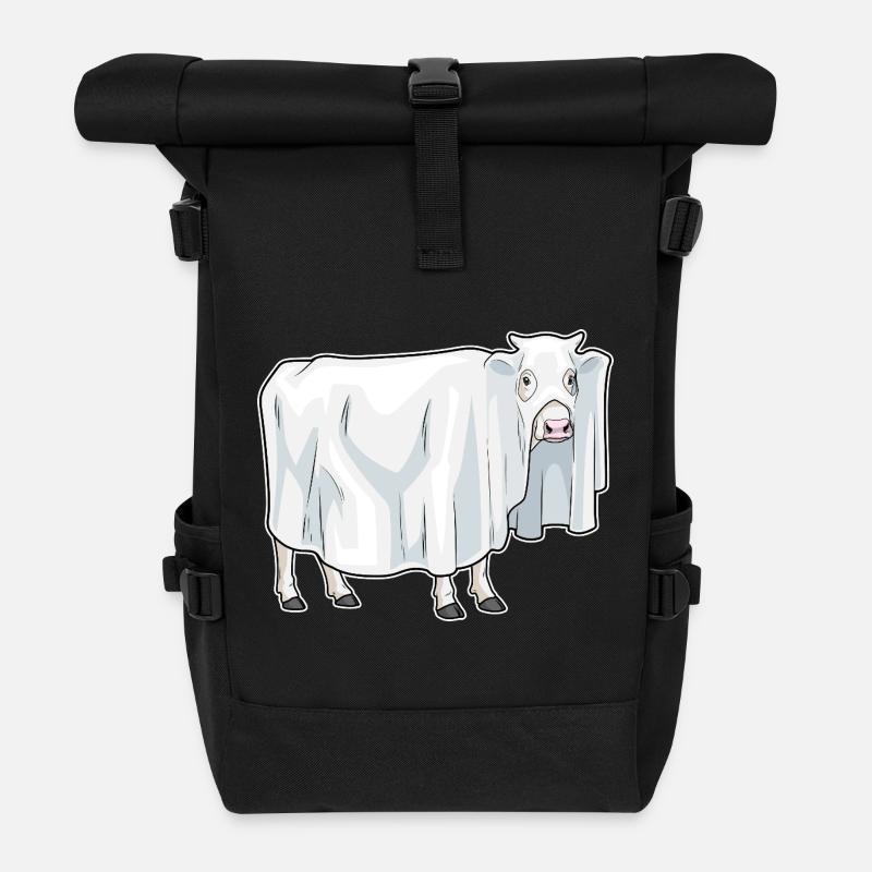 Vache Halloween fantôme - Sac à dos roll top - noir