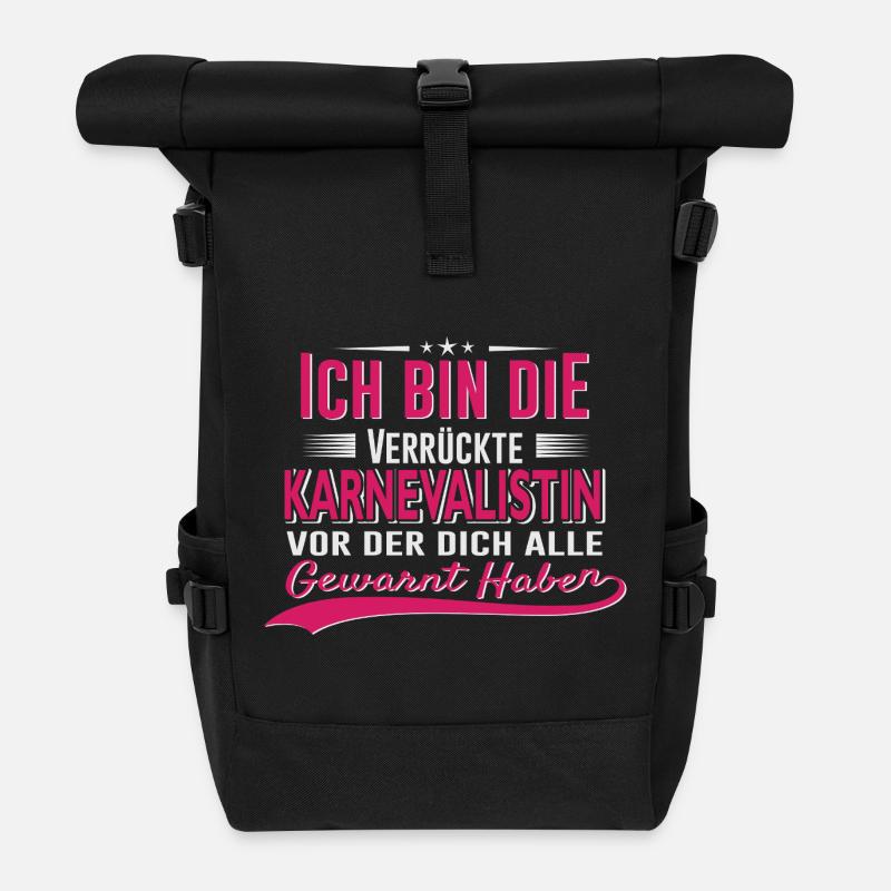 Crazy carnivalist funny saying - Roll Top Backpack - black