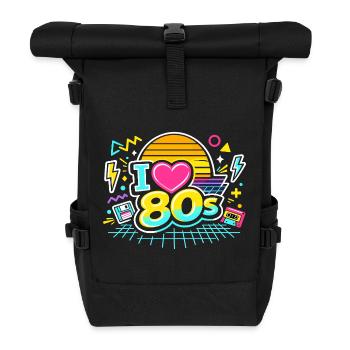 80s I Love The 80s - Roll Top Backpack - black - Front