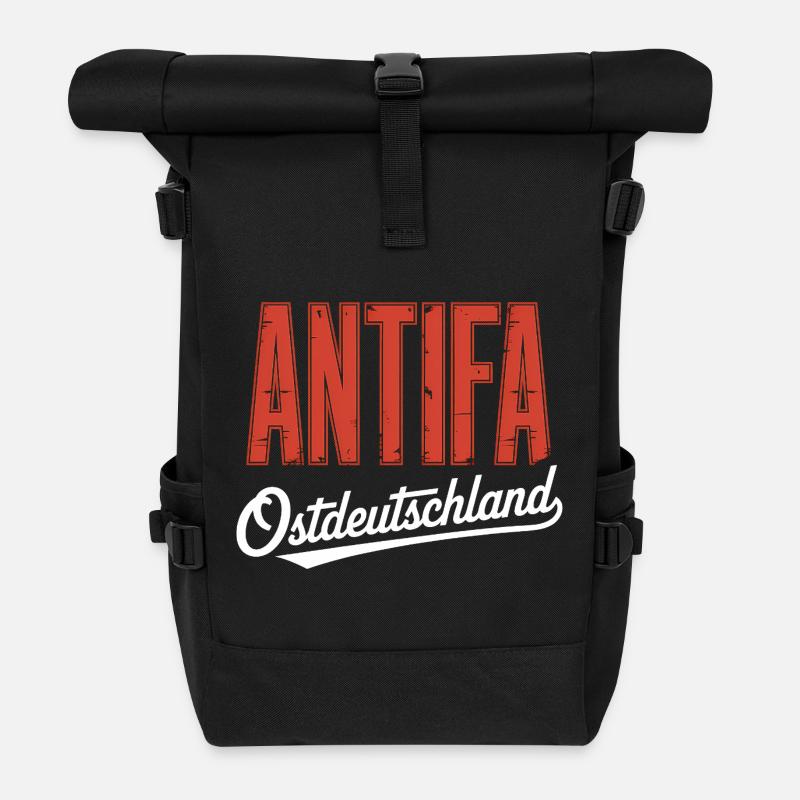 Antifa Allemagne de l’Est - Produits dérivés antifascistes - Sac à dos roll top - noir
