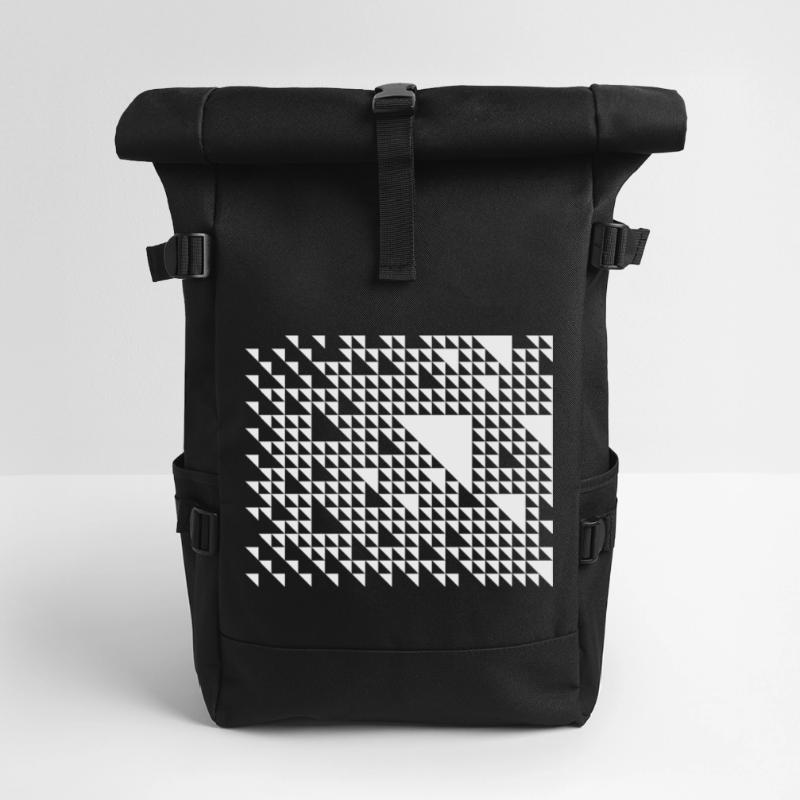 Triangular Mosaic Grid Roll Top Backpack