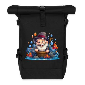 Pêcheur joyeux avec des poissons colorés - Sac à dos roll top - noir - Devant