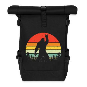 Bigfoot Rock on Shield Sasquatch Yeti Rock & Roll - Roll Top Backpack - black - Front