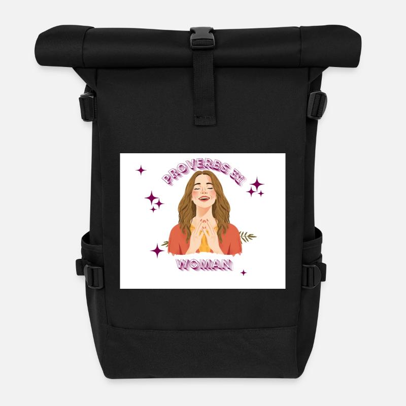 Proverbs 31 Woman Faith Glow - Roll Top Backpack - black