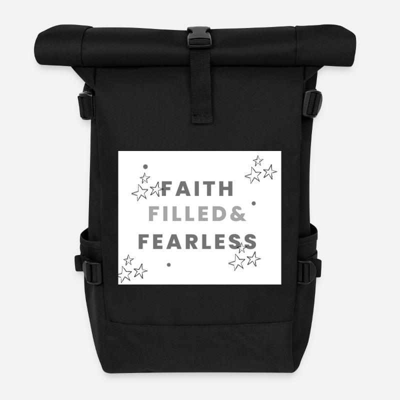 Faith filled and fearless - Roll Top Backpack - black