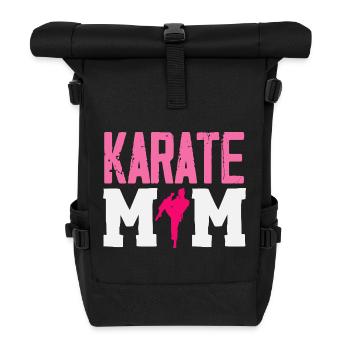 Karate Mom Martial Arts Mother Fighter Pink - Roll Top Backpack - black - Front