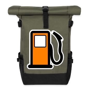 benzin gas tankstelle petrol station oil productio - Rolltop Rucksack - Olive/Schwarz - Vorne