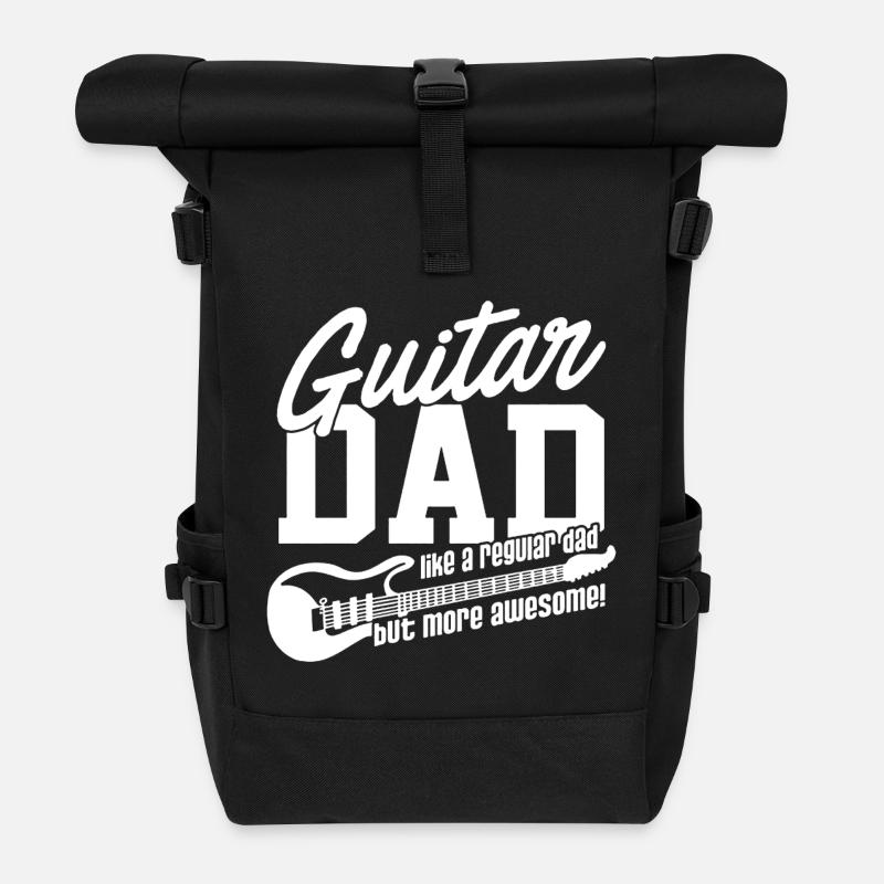 Awesome Guitar Dad Shirt - Roll Top Backpack - black