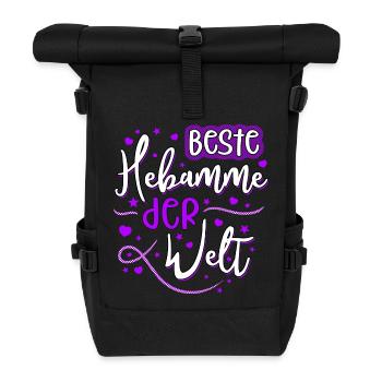 Beste Hebamme der Welt - Hand Lettering - Rolltop Rucksack - Schwarz - Vorne