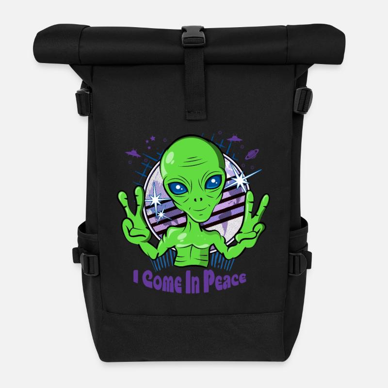 Alien vient en paix - Space Alien UFO - Sac à dos roll top - noir
