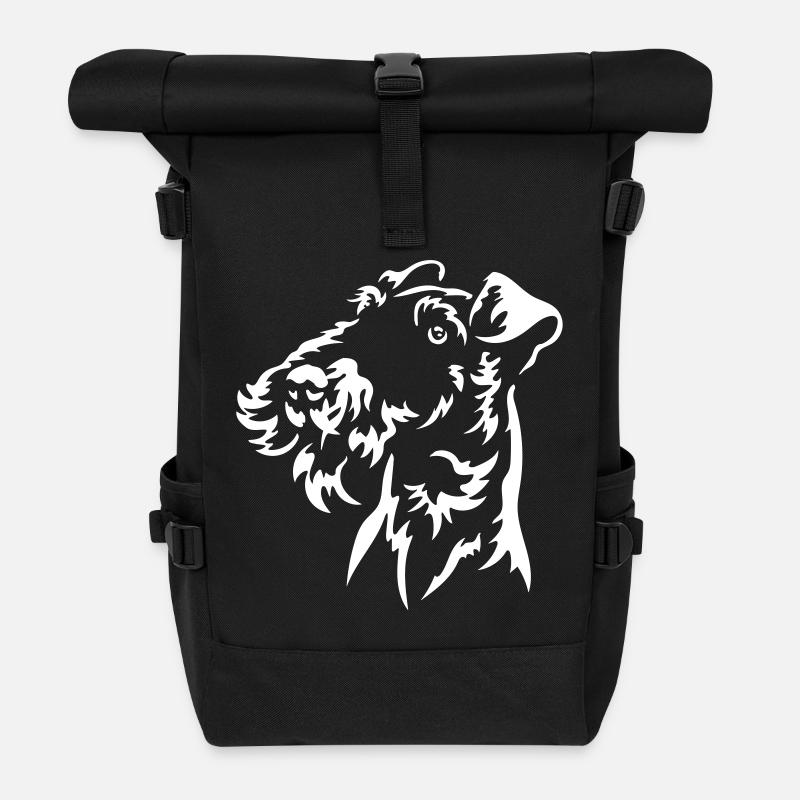 Fox Terrier Head "Black Edition" - Roll Top Backpack - black