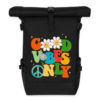 Gute Laune, Frieden und Liebe, Sommer - Rolltop Rucksack - Schwarz - Vorne