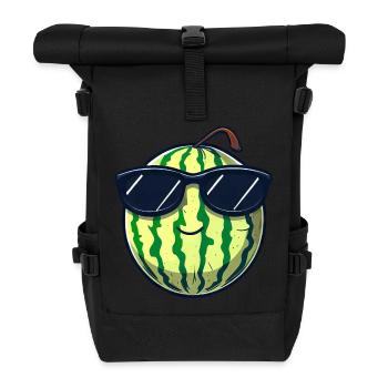 Coole Wassermelone mit Sonnenbrille, Sommerliches - Rolltop Rucksack - Schwarz - Vorne