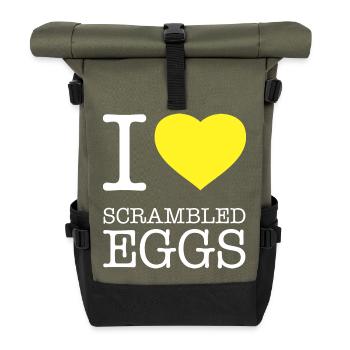 I LOVE SCRAMBLED EGGS Rührei - Roll Top Backpack - olive/black - Front