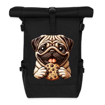 Lustiger Mops Hund, Kekse, Nachtisch, Dessert - Rolltop Rucksack - Schwarz - Vorne