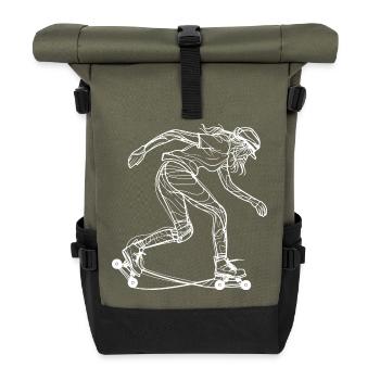 Roller Skate Girl - Roll Top Backpack - olive/black - Front