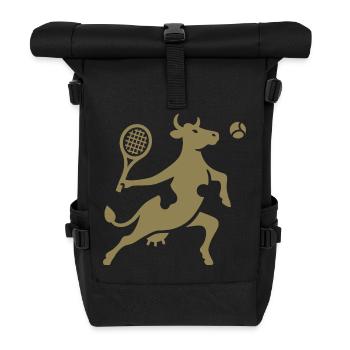 Cow Tennis Tennis Player Silhouette Minimalist - Roll Top Backpack - black - Front