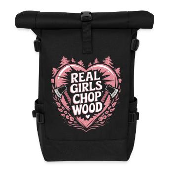 Holzfällerin Holz hacken Frauen - Rolltop Rucksack - Schwarz - Vorne