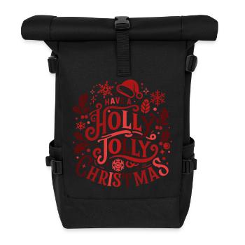 Motif de Noël Holly Jolly - Sac à dos roll top - noir - Devant