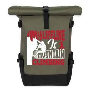 Meine Lebensader sind Bergsteigen, Wanderabenteuer - Rolltop Rucksack - Olive/Schwarz - Vorne