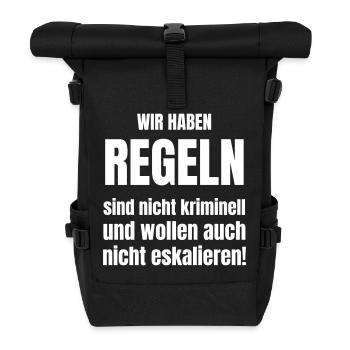 Group or run-ups have rules - Roll Top Backpack - black - Front