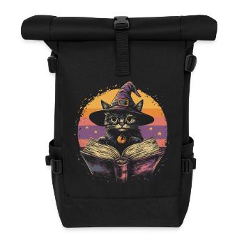Cute Cat Witch Halloween - Roll Top Backpack - black - Front