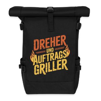 Dreher und Auftragsgriller BBQ Grillen - Rolltop Rucksack - Schwarz - Vorne