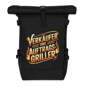 Verkäufer und Auftragsgriller Grillen BBQ - Rolltop Rucksack - Schwarz - Vorne