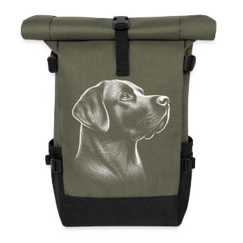 Labrador head in realistic drawing style - Roll Top Backpack - olive/black - Front