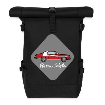 Retro-Stil - Rolltop Rucksack - Schwarz - Vorne