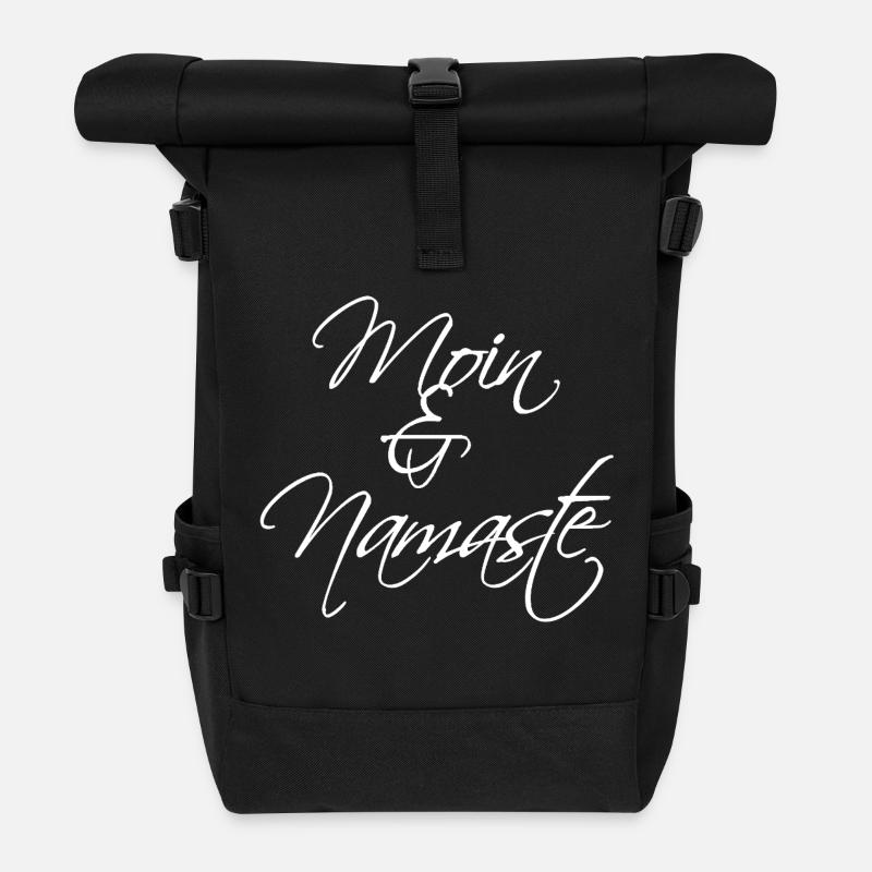 Moin & Namaste, weiss - Rolltop Rucksack - Schwarz