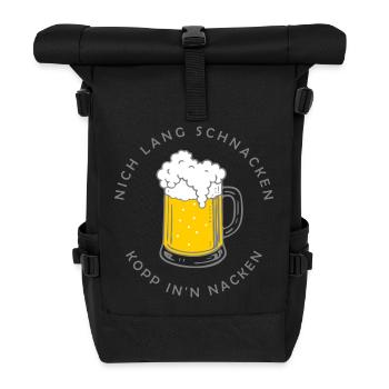 Nich lang schnacken – Tasse im Nacken - Rolltop Rucksack - Schwarz - Vorne