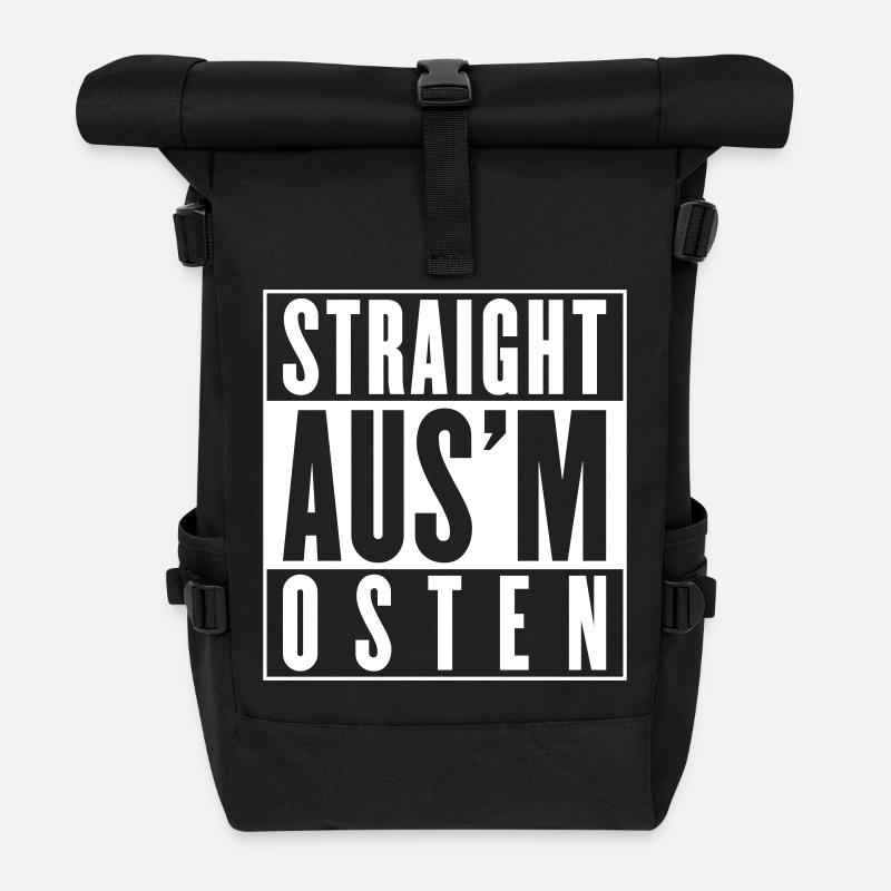 Straight aus'm Osten (Farbe änderbar) - Rolltop Rucksack - Schwarz