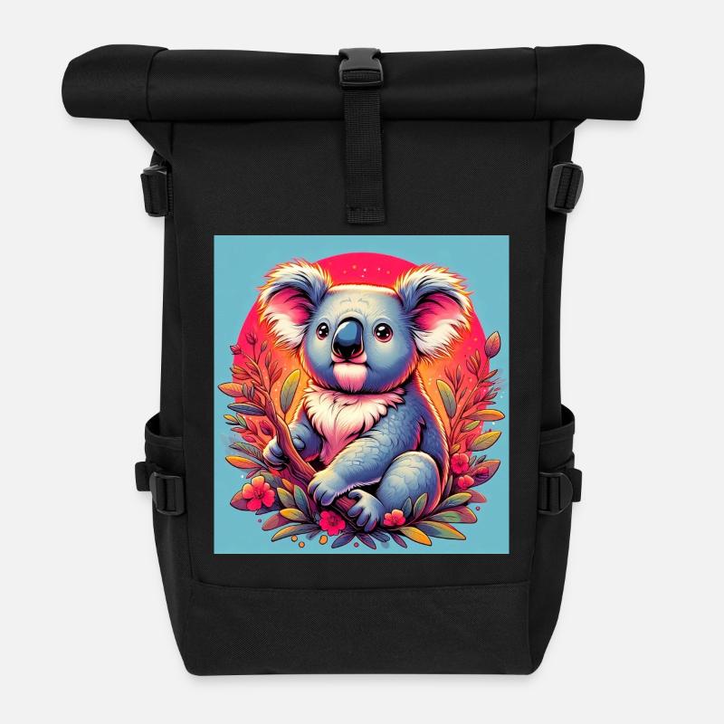 Koala - Roll Top Backpack - black