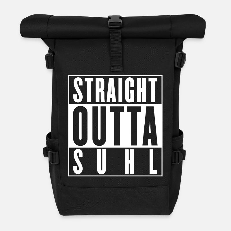 Straight outta Suhl (Farbe änderbar) - Rolltop Rucksack - Schwarz