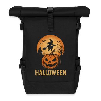 Halloween Kürbis Silhouette Mond - Rolltop Rucksack - Schwarz - Vorne
