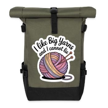 Autocollant en laine douillette Big Yarns – Craft & Knit - Sac à dos roll top - olive/noir - Devant