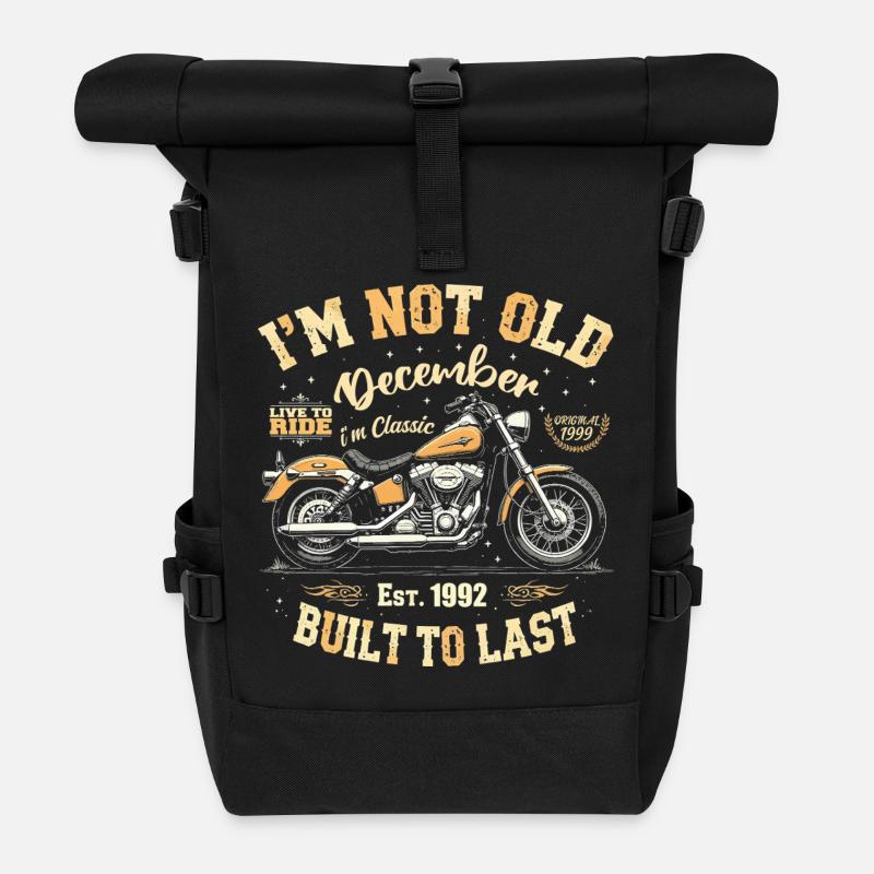 Ich bin nicht alt Dezember Baujahr 1992 - Rolltop Rucksack - Schwarz