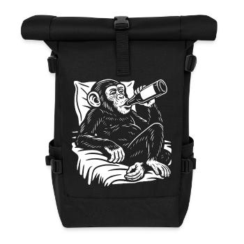 Cheeky Chimp schlürft Bier - Rolltop Rucksack - Schwarz - Vorne