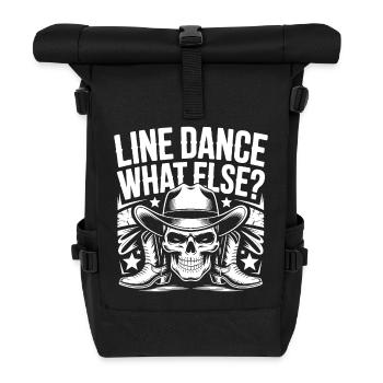 Line-Dance Totenkopf Cowboy - Rolltop Rucksack - Schwarz - Vorne