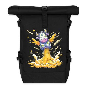 Kuh Raketenstart im Milchstrahl - Rolltop Rucksack - Schwarz - Vorne